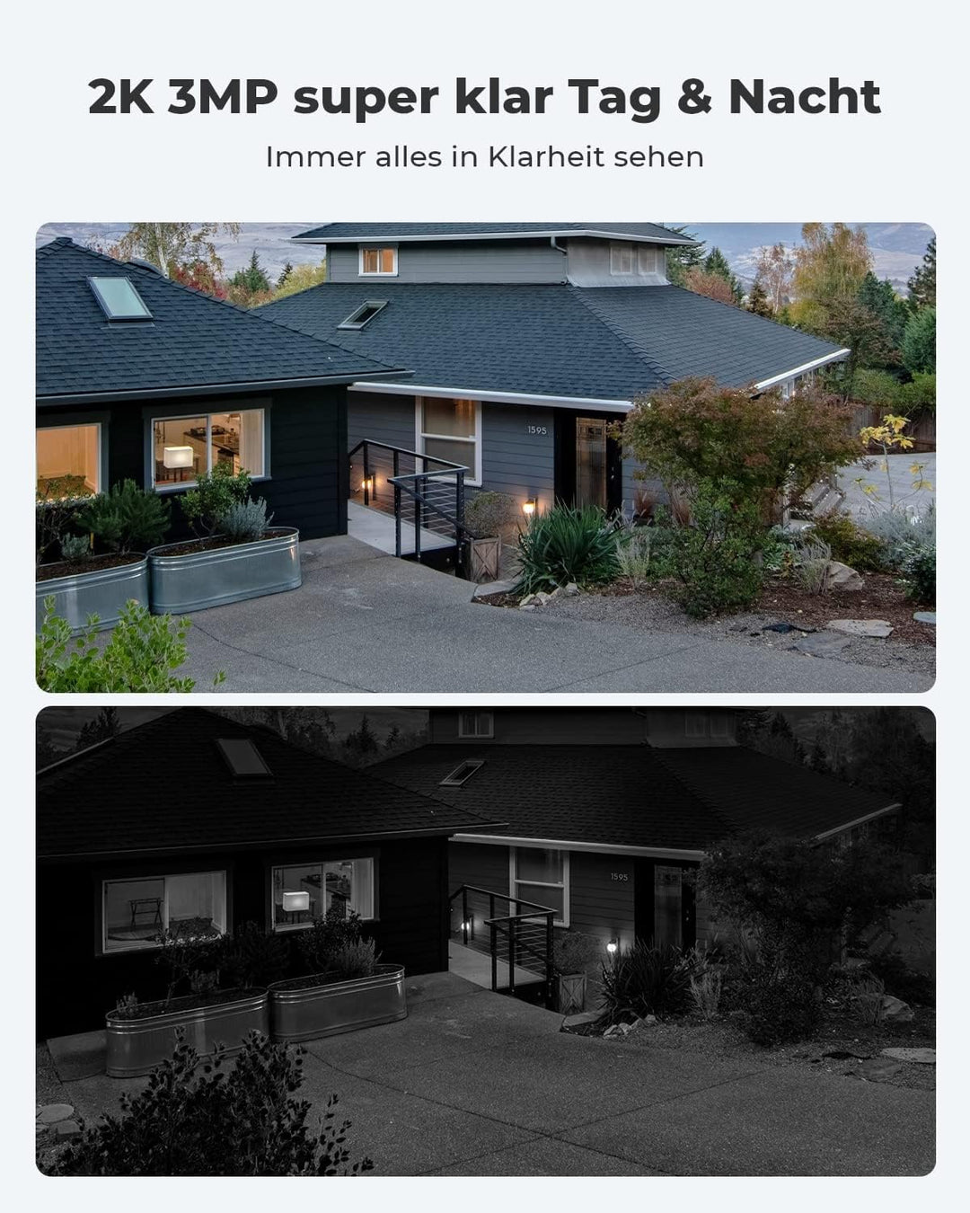 Reolink Überwachungskamera Aussen Akku Argus Eco + Solarpanel, Kabellose 1080p WLAN Solar IP Kamera