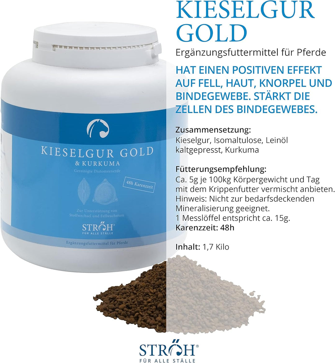 STRÖH Kieselgur Gold & Algen Pferd (1,7kg) • Zur Unterstützung von Stoffwechsel & Fellwachstum • Min