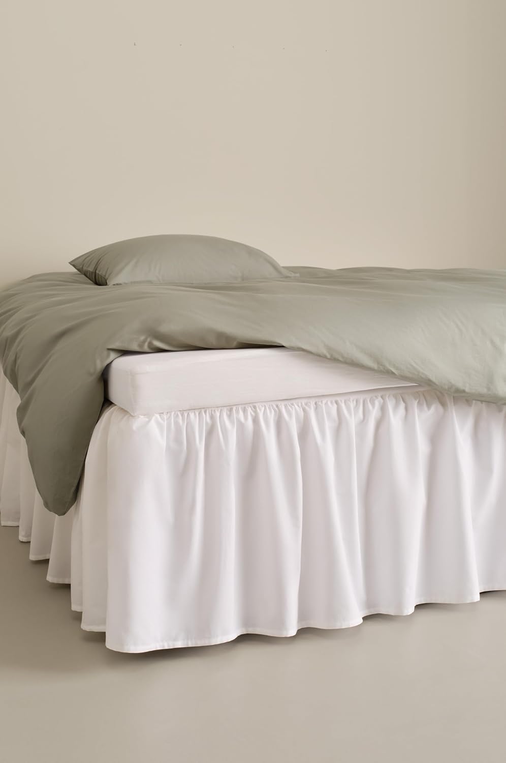 Jotex Zack Volant Betthusse - 100% hochwertige Bio-Baumwolle Bettrock, Höhe 45 cm - Weiss, 90 x 200