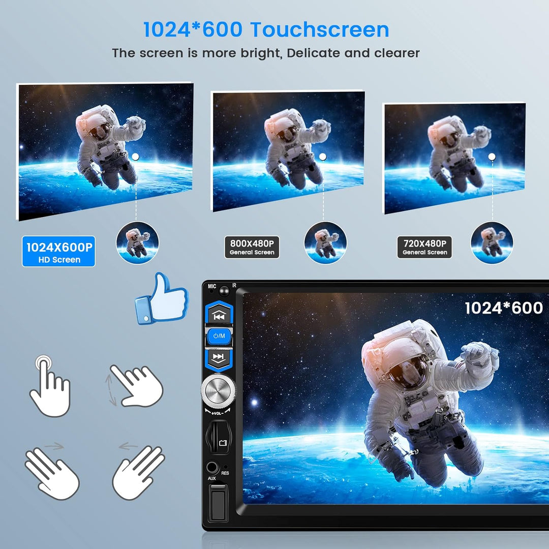 Hikity Autoradio Wireless CarPlay Android Auto 1 Din Radio mit Bildschirm 7 Zoll Touch Display Auto