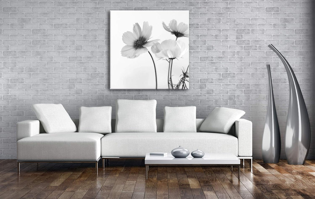 deyoli schöne Violette Blume im Format: 70x70 Effekt: Schwarz&Weiss als Leinwandbild, Motiv auf Echt