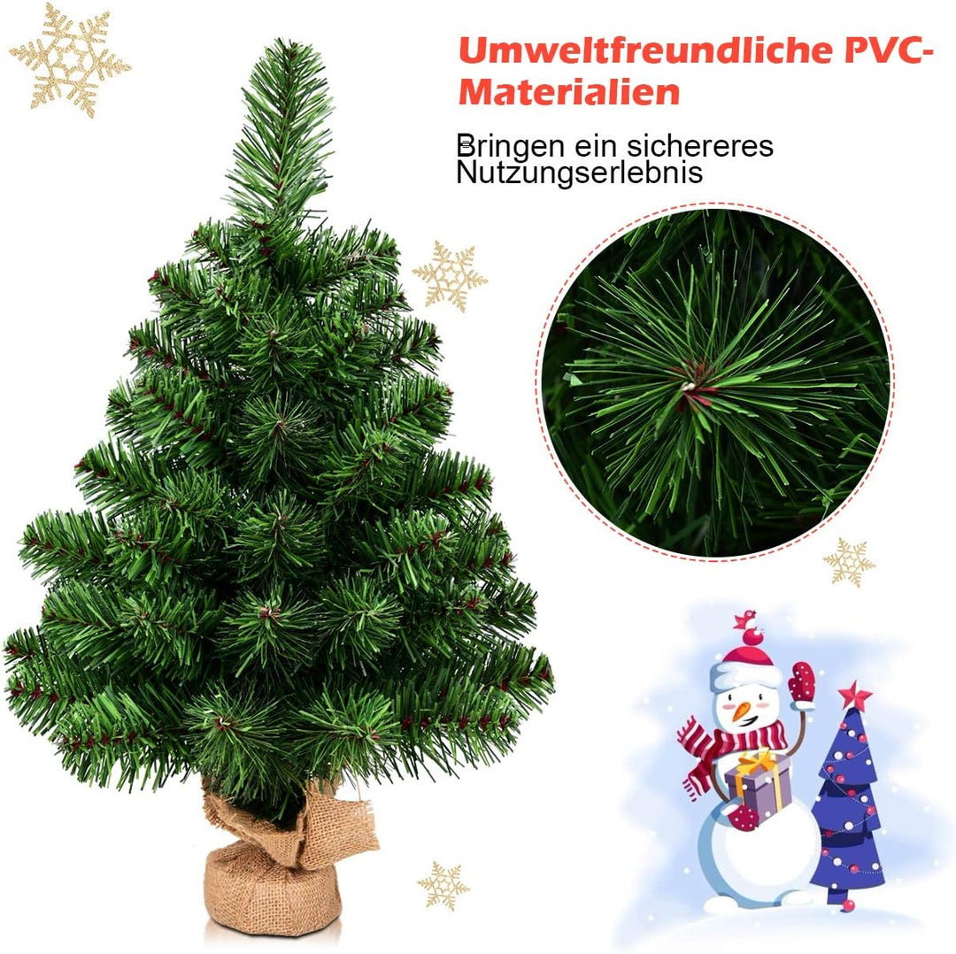 COSTWAY 60 cm Mini künstlicher Weihnachtsbaum, Kleiner Tannenbaum, Tisch-Christbaum mit 67 Spitzen &
