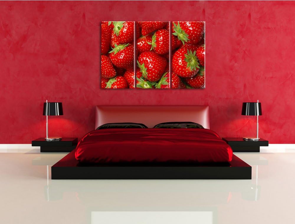 Fruchtig frische Erdbeeren 3-Teiler Leinwandbild 120x80 Bild auf Leinwand, XXL riesige Bilder fertig