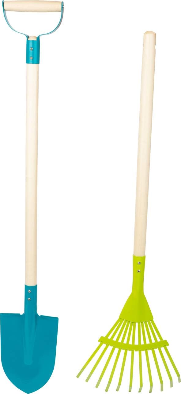 small foot 11626 Gartenwerkzeug-Set Duo mit Holzstiel, inkl. Spaten und Rechen, Outdoor Gartengeräte