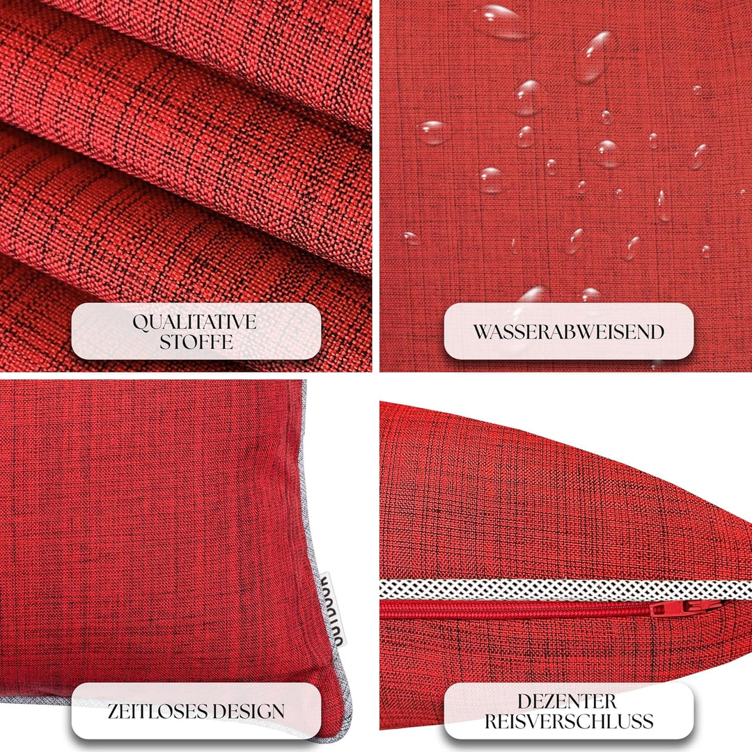 Brandsseller Kissen 2er-Set 45x45 cm Outdoor Garten Dekokissen mit Paspel - Leinenoptik Uni Schmutz-