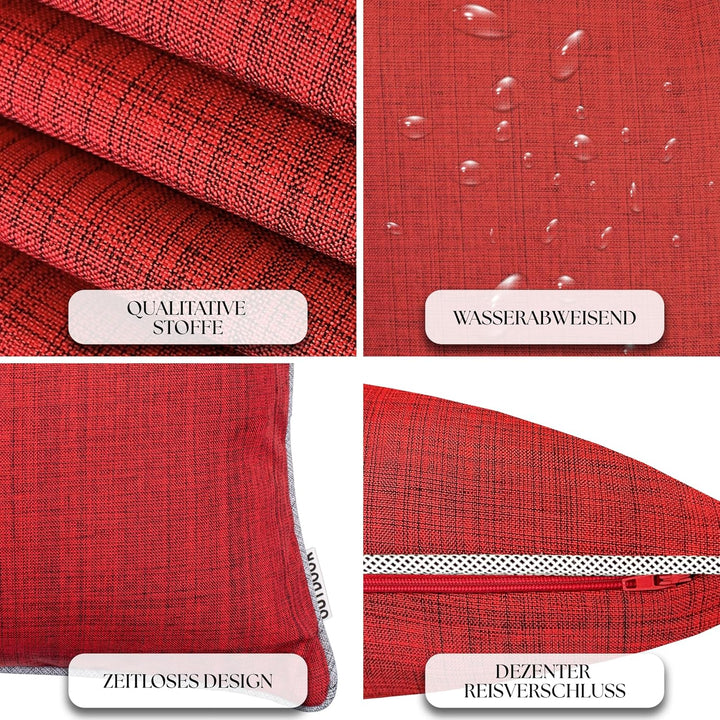 Brandsseller Outdoor Garten Kissen Dekokissen mit Paspel - Leinenoptik Uni Schmutz- und Wasserabweis