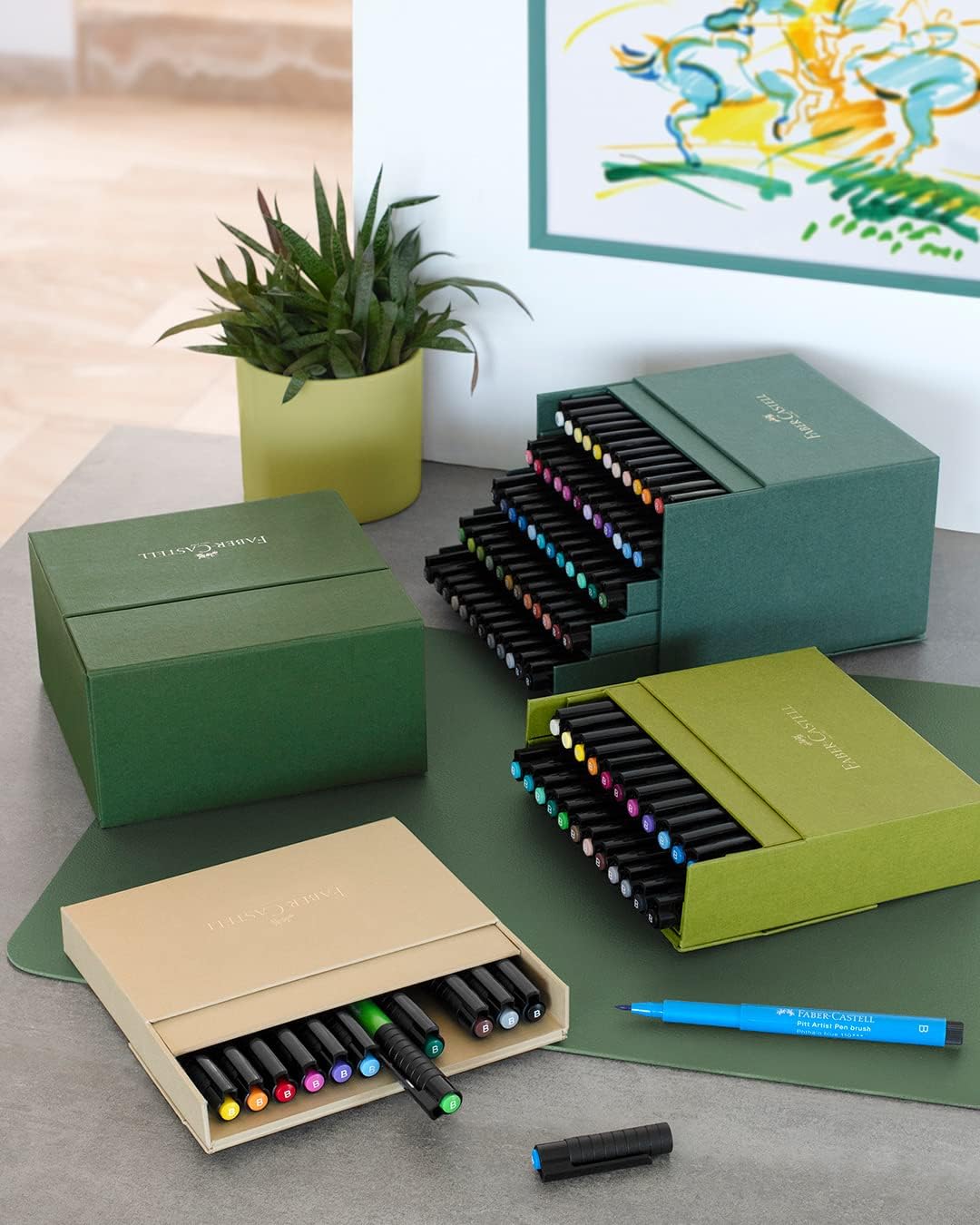 Faber-Castell 167191 - Tuschestifte Pitt Artist Pen Brush, 24er Atelierbox, Pinselstifte Set, 24er A