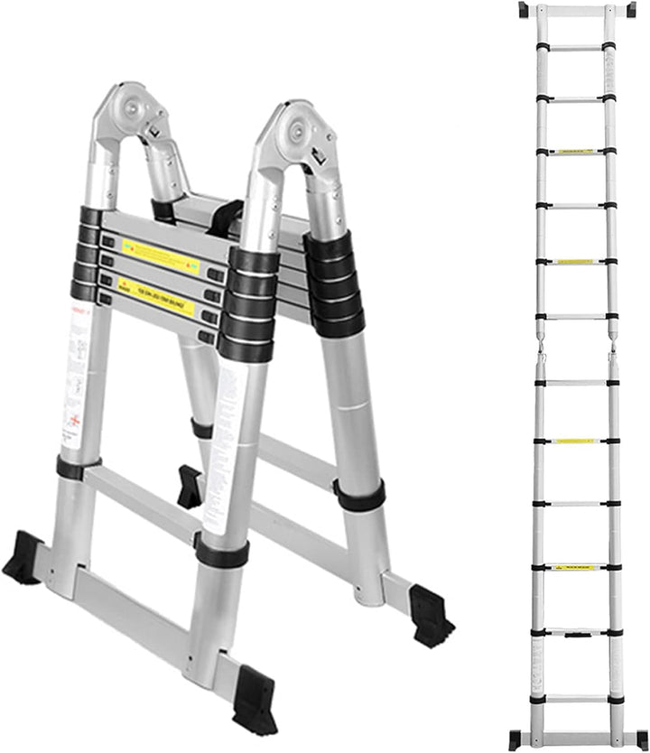 Ansobea Teleskopleiter 3.8m Aluminiumleiter Leiter Ausziehbar Teleskopleitern Schiebe Teleskopleiter