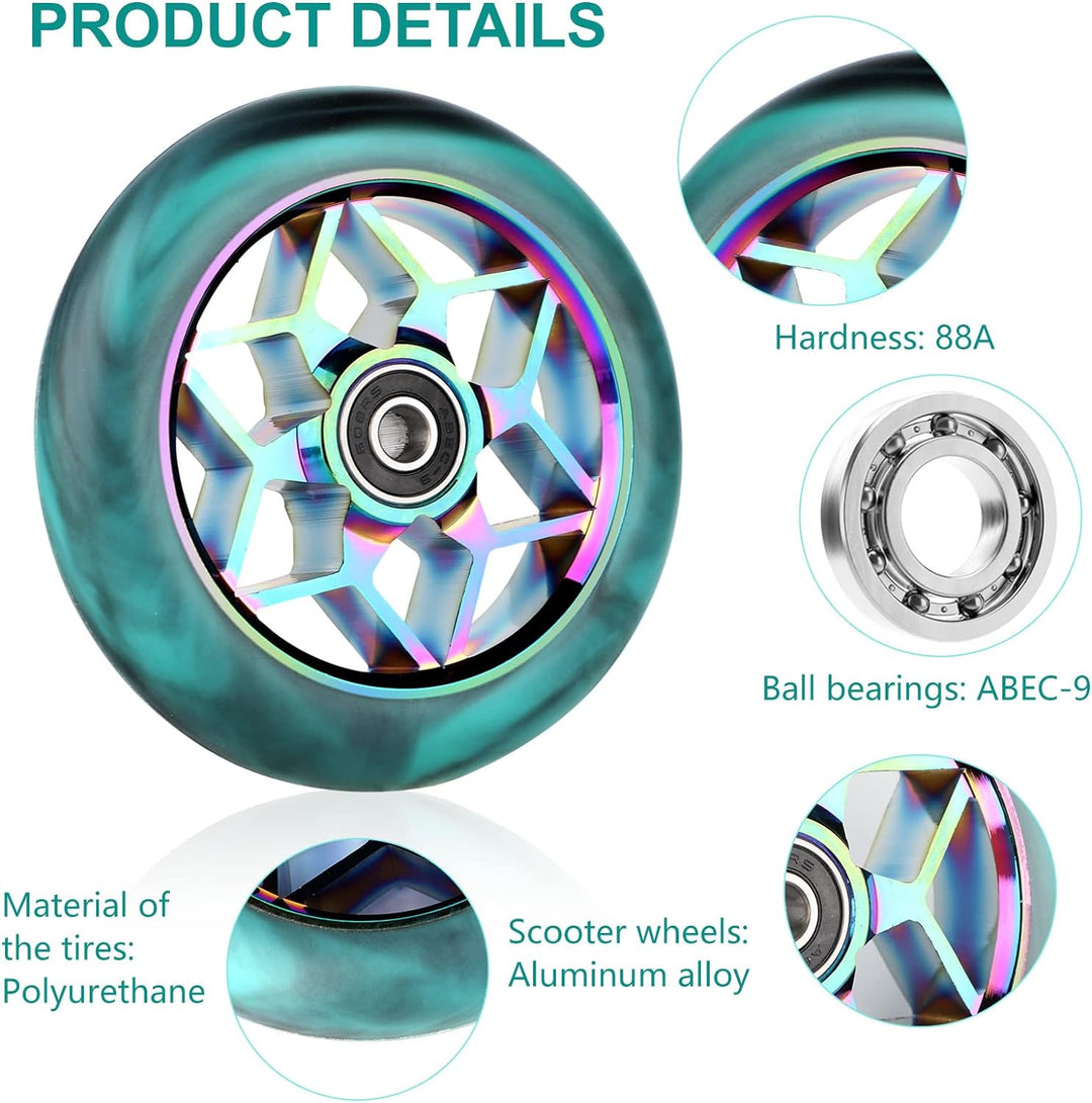 DBREAKS Stunt Scooter Rollen, 2 Stück Scooter Ersatzräder, 110mm Scooter Räder mit ABEC, 9 Kugellage
