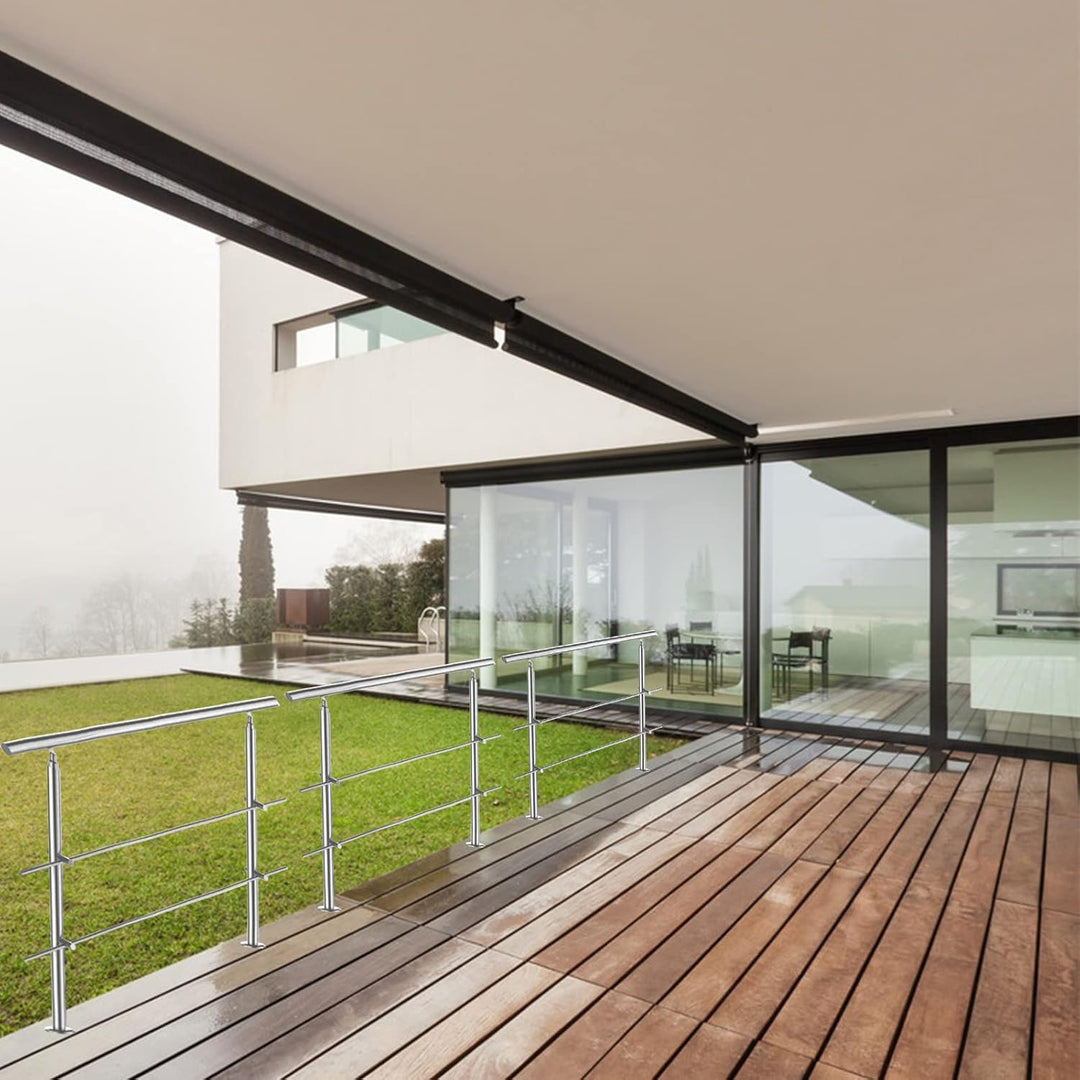 Daromigo 180cm Edelstahl Handlauf GelÀnder mit 2 Querstreben, Handlauf Winkelverstellbar, à 42mm Tre