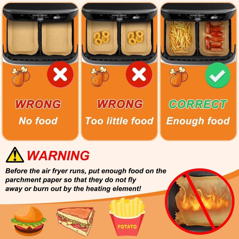 GINOYA Backpapier für Ninja Foodi Flexdrawer 10,4 l Heissluftfritteuse AF500EU, Fritteusen Zubehör f