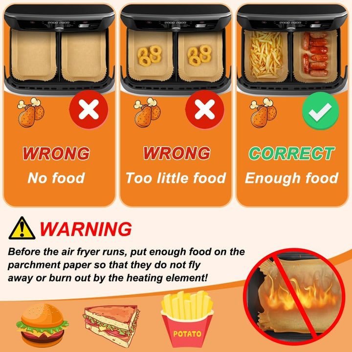 GINOYA Backpapier für Ninja Foodi Flexdrawer 10,4 l Heissluftfritteuse AF500EU, Fritteusen Zubehör f