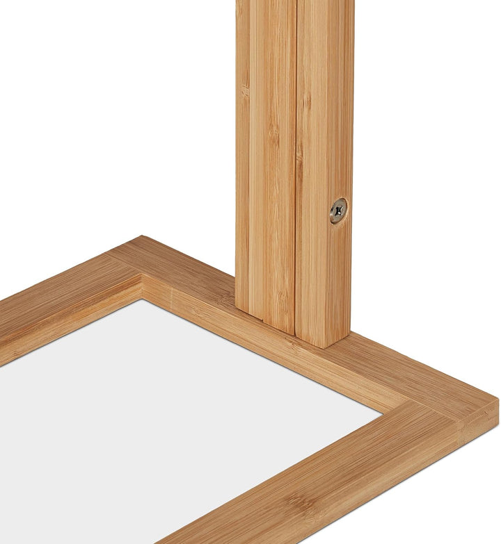 Relaxdays Handtuchhalter, Bambus, 3 versetzte Stangen, H x B x T: 82 x 42 x 24 cm, Handtuchständer B