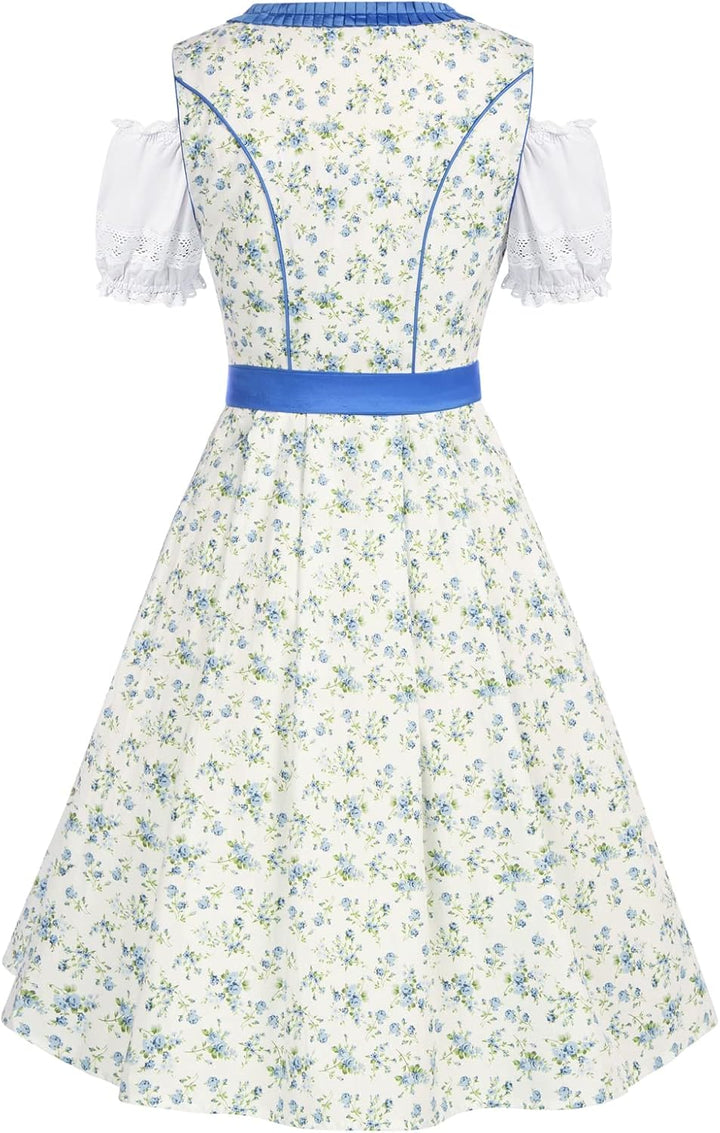 SCARLET DARKNESS Dirndl 3 TLG Trachtenkleid Kleid,Bluse,SchĂŒrze Dirndl Kleid Oktoberfest Weiss und B