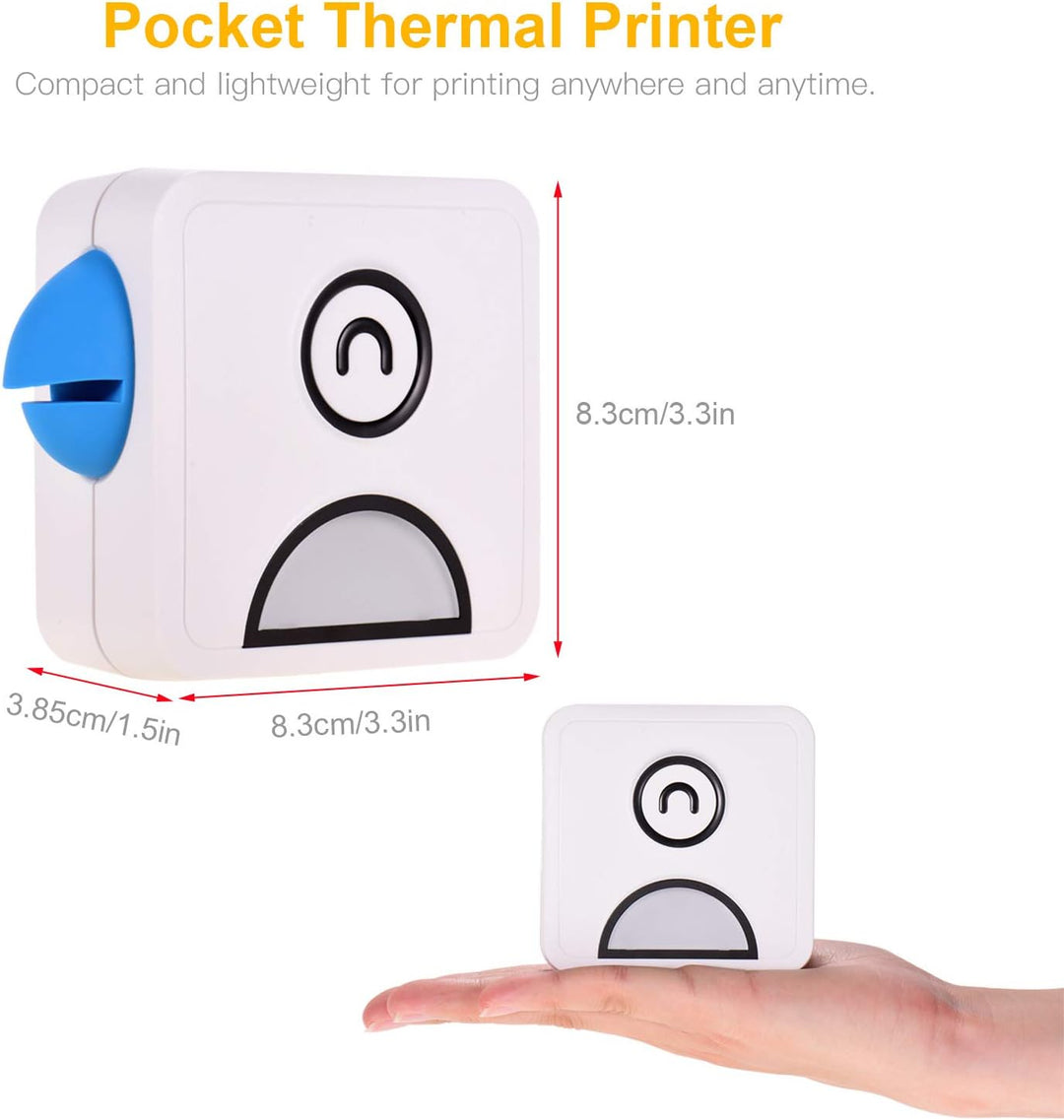 Bisofice Poooli Fotodrucker für Smartphone, Mini Fotodrucker mit 7 Rollen Thermopapier, Mini Drucker