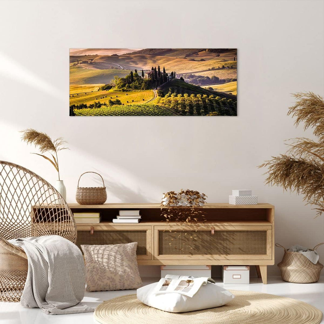 Wandbilder Dekoration Wohnzimmer Landwirtschaft Bauernhof Toskana Weinberg Bilder auf Leinwand 120x5