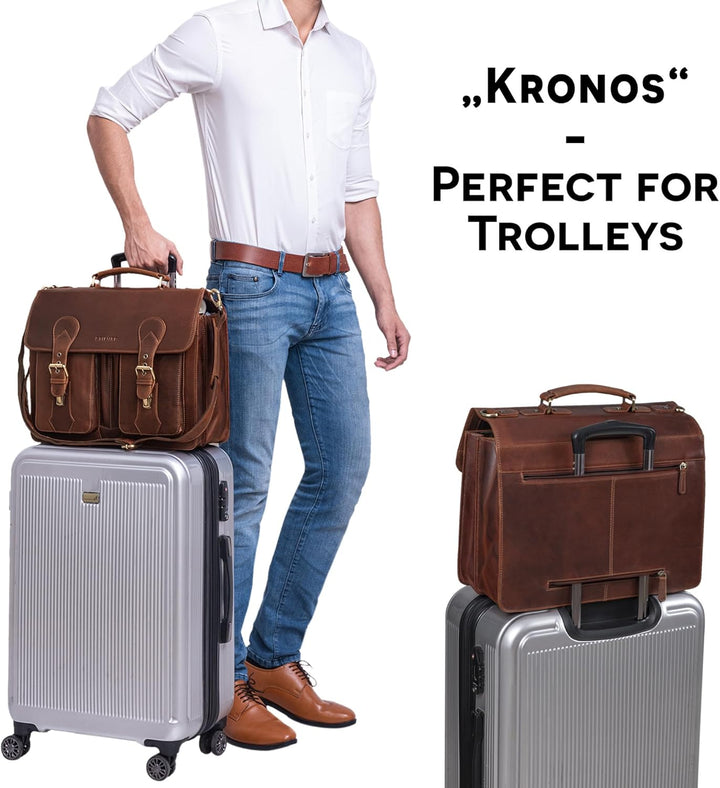 STILORD 'Kronos' Aktentasche Leder Herren Lehrertasche Leder-Tasche Büro Business gross Arbeitstasch