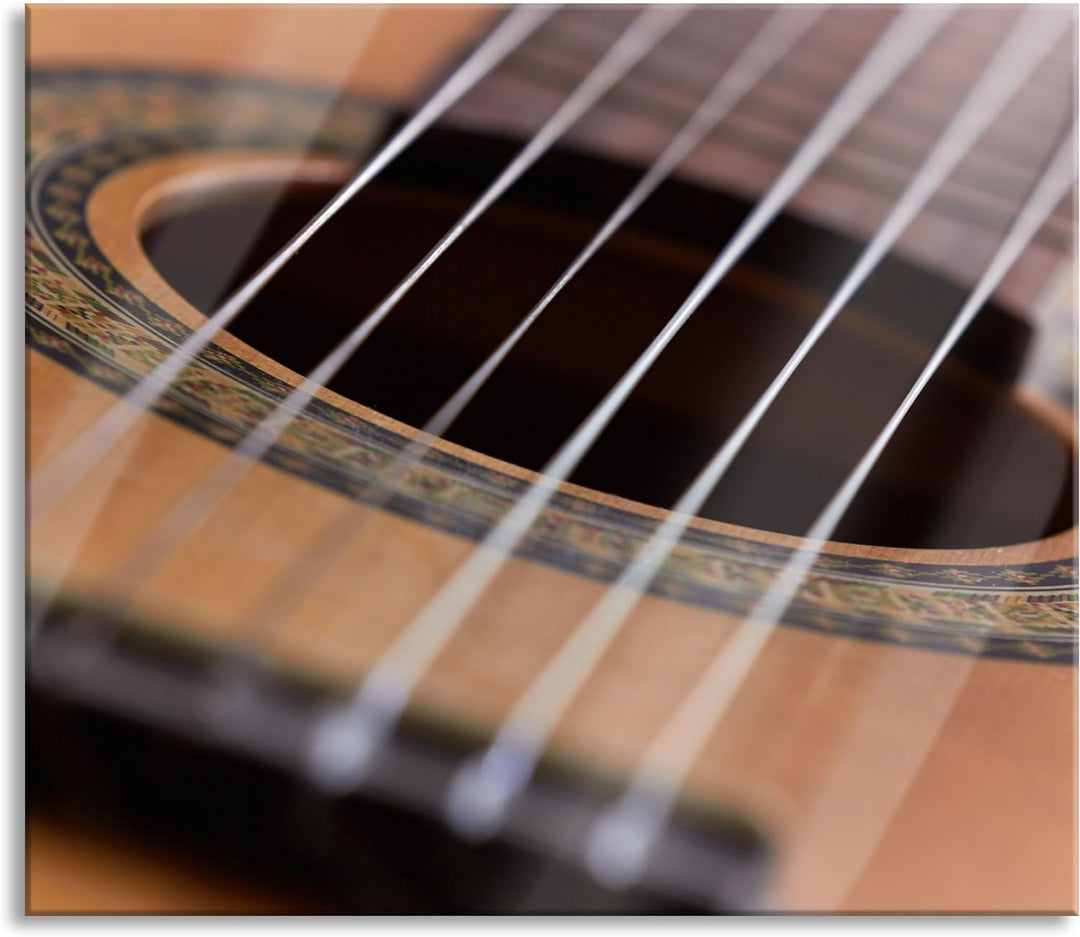 Gitarrensaiten Musik Herdabdeckplatte & Spritzschutz aus Echtglas | Für Herd-Kochfelder | 60x52 cm