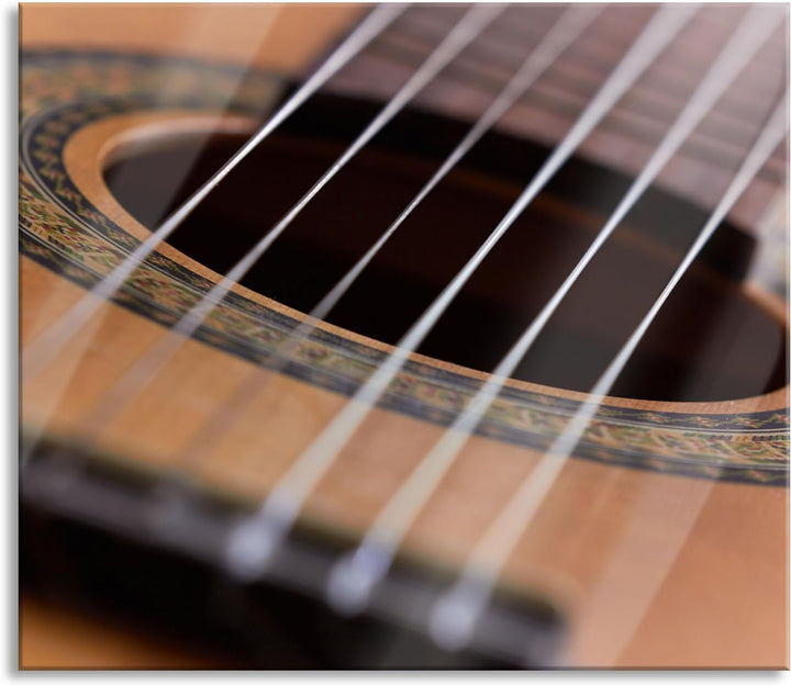 Gitarrensaiten Musik Herdabdeckplatte & Spritzschutz aus Echtglas | Für Herd-Kochfelder | 60x52 cm