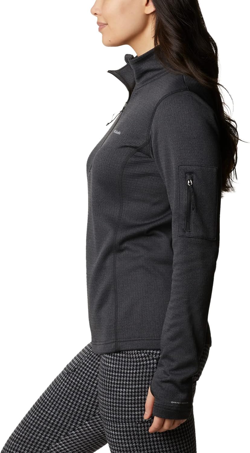 Columbia Damen Park View Half-Zip Grid Fleecejacke mit halbem Reissverschluss Black Heather L, Black