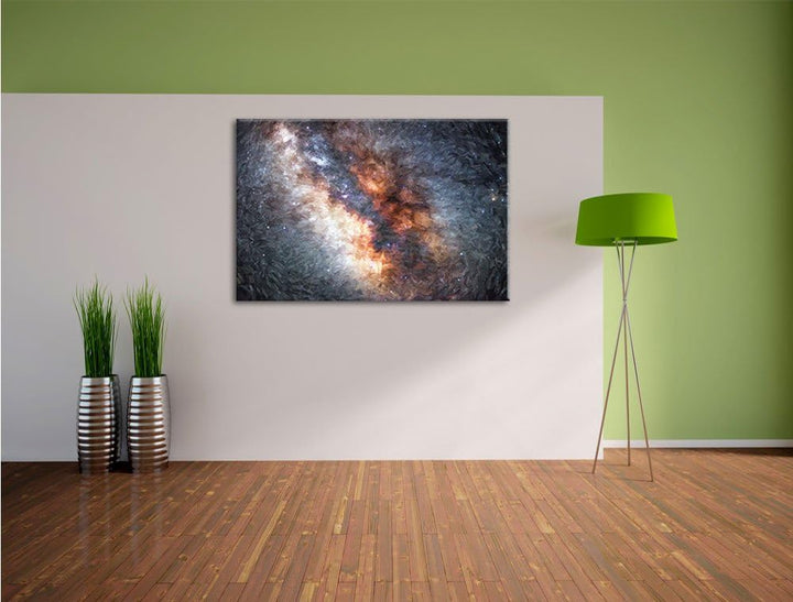 Pixxprint Zentrum der Milchstrasse Kunst Pinsel Effekt, Format: 100x70 auf Leinwand, 100x70