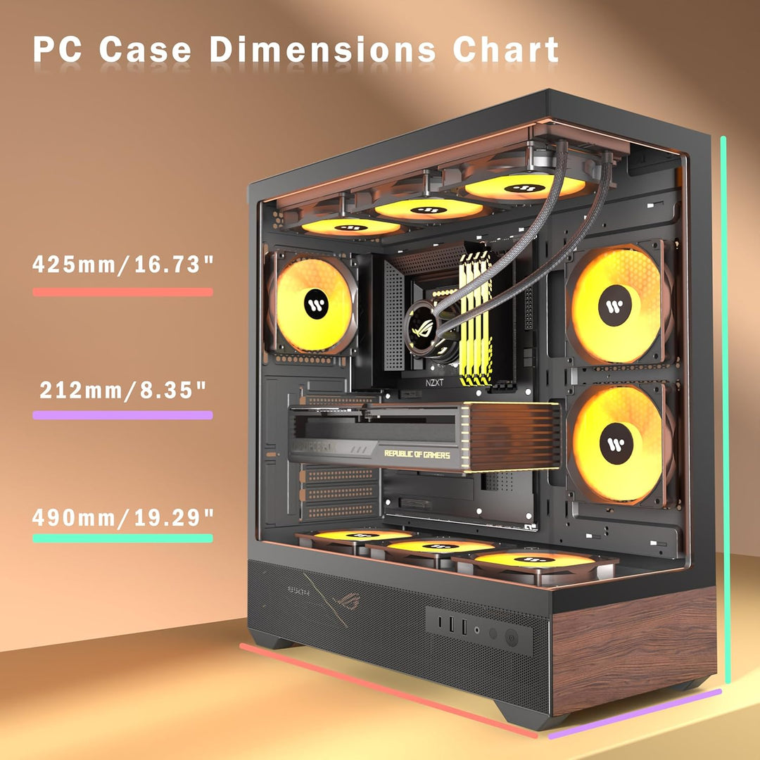 KEDIERS G7 PC Gehäuse Vorinstallierter 5 × 120mm PWM ARGB Lüfter, ATX Mid Tower PC Gehäuse, Computer