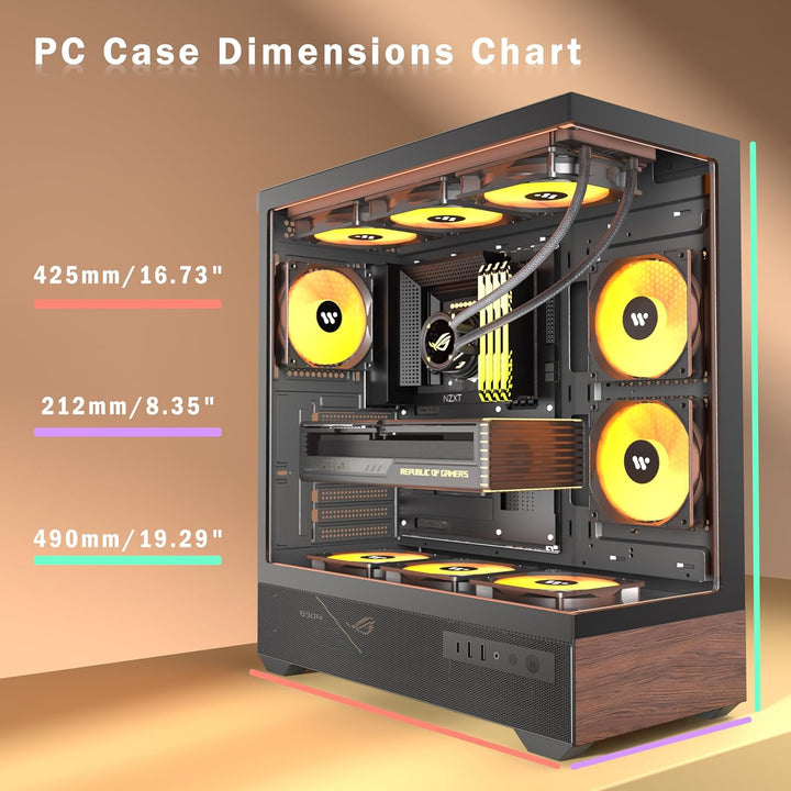 KEDIERS G7 PC Gehäuse Vorinstallierter 5 × 120mm PWM ARGB Lüfter, ATX Mid Tower PC Gehäuse, Computer