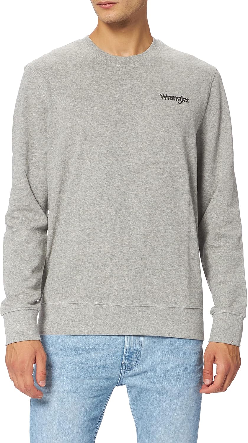 Wrangler Herren Positive Vibes Sweat Sweatshirt XL Mid Grey Mel, XL Mid Grey Mel