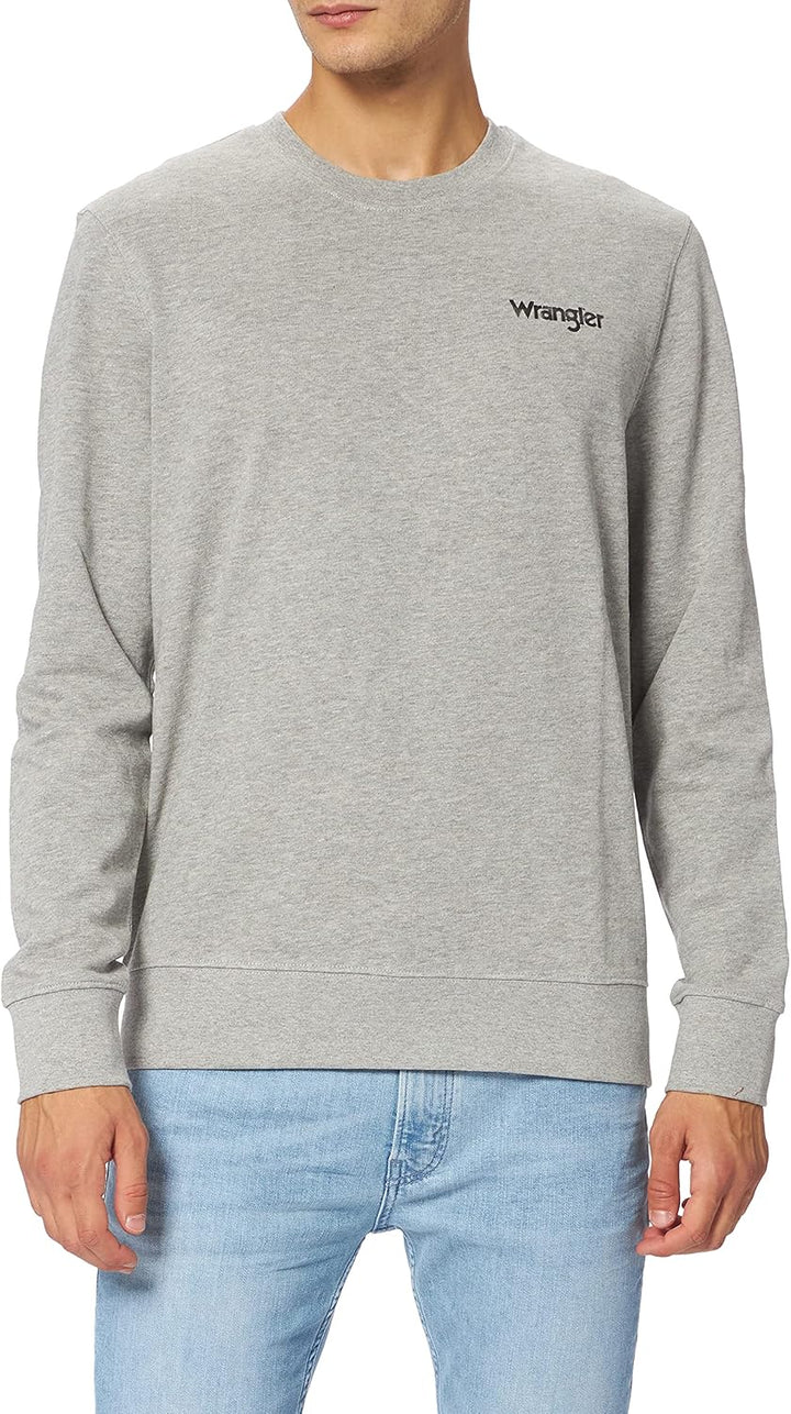 Wrangler Herren Positive Vibes Sweat Sweatshirt XL Mid Grey Mel, XL Mid Grey Mel