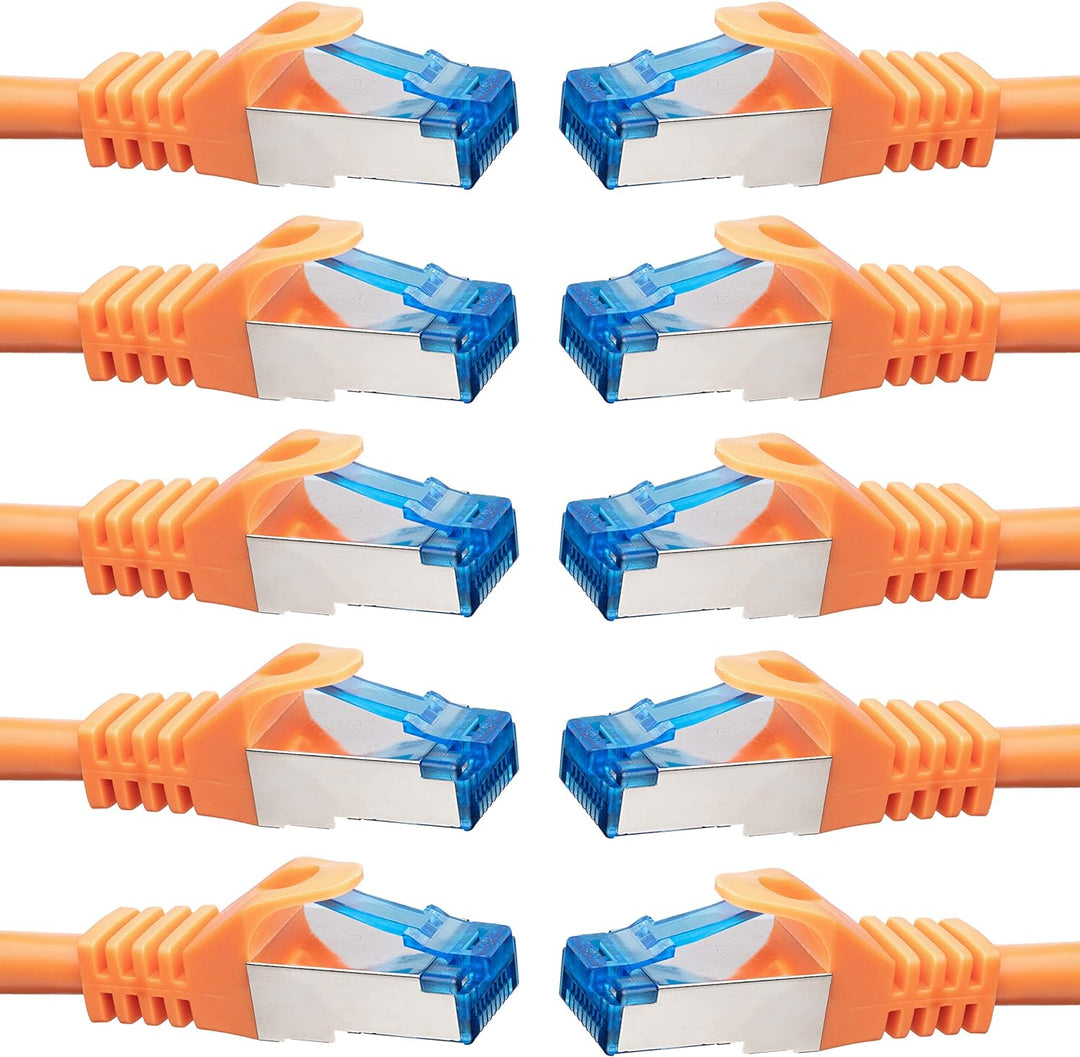 BIGtec - 10 Stück - 3m CAT.7 Gigabit Patchkabel Netzwerkkabel orange Kupferkabel Patch Ethernt LAN D