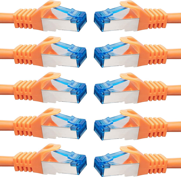 BIGtec - 10 Stück - 3m CAT.7 Gigabit Patchkabel Netzwerkkabel orange Kupferkabel Patch Ethernt LAN D