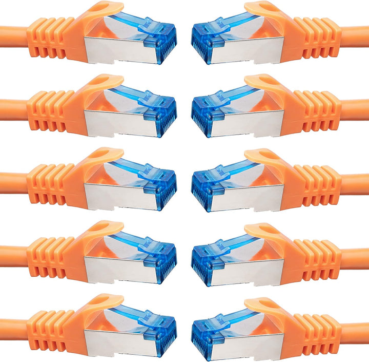 BIGtec - 10 Stück - 0,5m CAT.7 Gigabit Patchkabel Netzwerkkabel orange Kupferkabel Patch Ethernt LAN