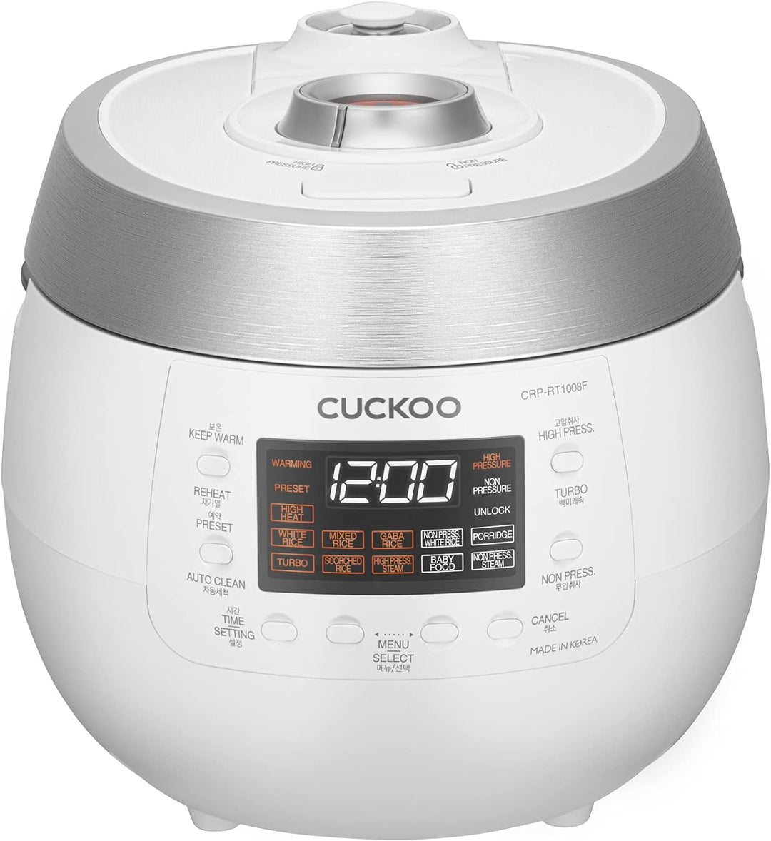 CUCKOO CRP-RT1008F Digitaler Dampfdruck Reiskocher | TWIN PRESSURE | 1150 Watt 1,8 Liter 10 Tassen,