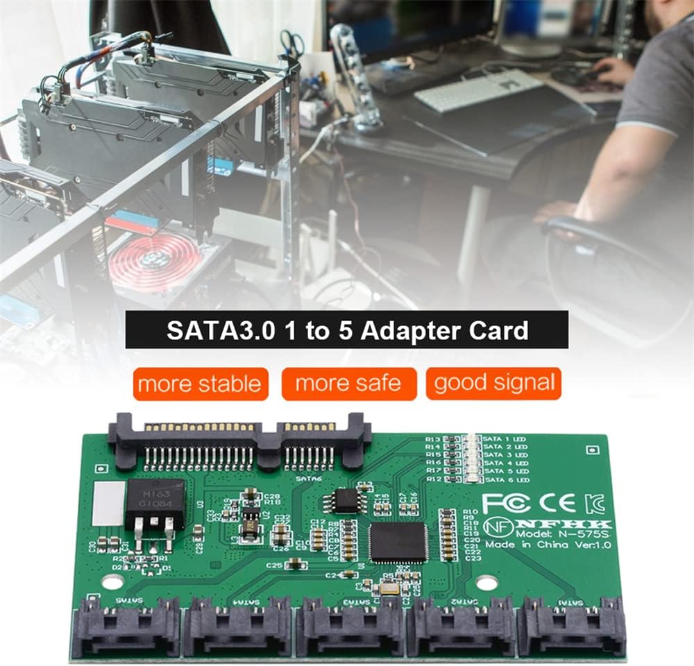 cablecc 6Gbps SATA 3.0 1 bis 5 Splitter Ports HUB Adapter Konverter PM Multiplier Port Selector JMB5