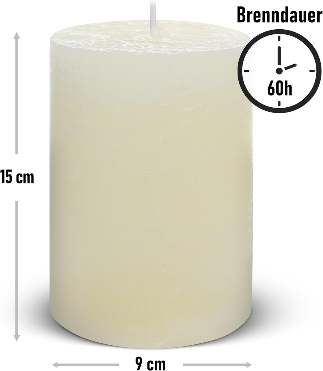 Brandsseller Stumpenkerze 4er Set | 9x15 cm | Weihnachtskerze | Adventskranz | Creme 9 x 15cm | 4er-