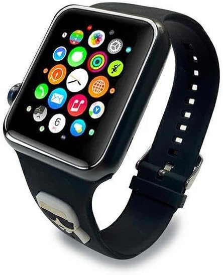 KARL LAGERFELD KLAWLOKHK Uhrenarmband für Apple Watch 42/44/45mm Schwarz Saffiano Karl Heads