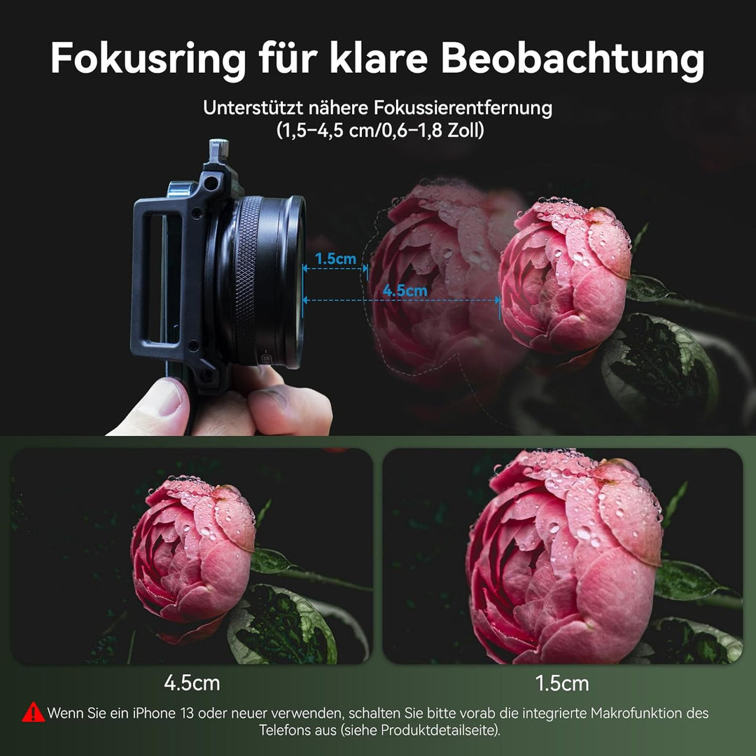 APEXEL 10X-20X HD-Zoom-Makroobjektiv mit universellem Handy-Clip, Smartphone-Macro Lens, Handy Objek