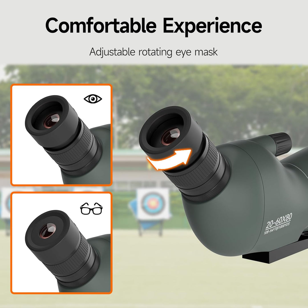 Svbony SV28 Spektiv mit Stativ 20-60x80, Spektiv Vogelbeobachtung Handy Adapter, BAK4 Prisma P65 Was