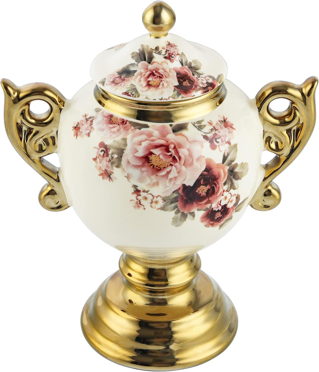fanquare 450ml Blumen Keramik Vorratsdosen mit Deckel, Goldene Aufbewahrungsdose, Dekoration Porzell