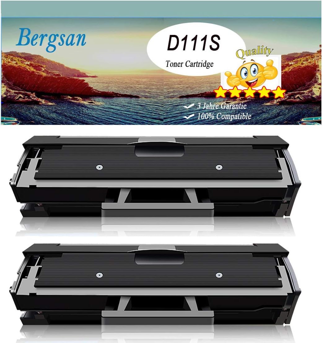 Bergsan 2 Toner kompatibel mit Samsung MLT-D111S für Samsung Xpress M2020 M2020W M2022 M2022W M2070