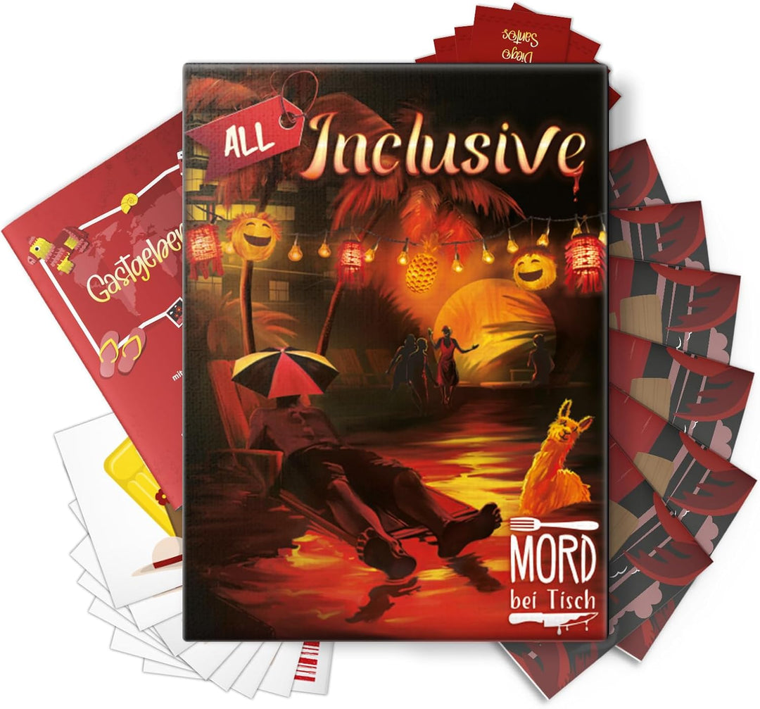 MORD bei Tisch Krimidinner für Zuhause - 4 bis 6 Personen - Der All Inclusive Fall - Das Krimi Spiel