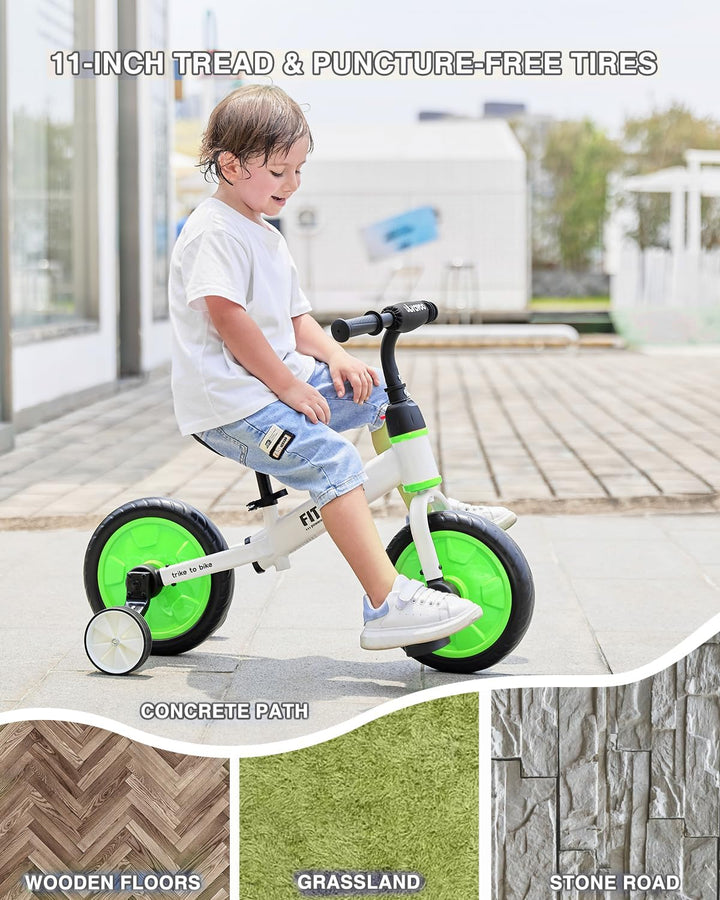 UBRAVOO Fit 'n Joy Kinderfahrrad Fahrräder, 4-in-1 Laufrad für Kinder mit Pedalen und Stützrädern, T