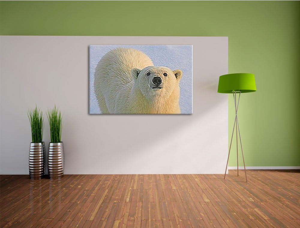frecher Eisbär Deluxe Format: 100x70 cm auf Leinwand, XXL riesige Bilder fertig gerahmt mit Keilrahm