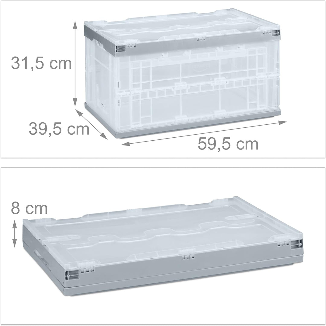 Relaxdays Profi Transportbox, stabil, Gewerbe, hochwertiger Kunststoff, Qualität, 60L, HBT 31,5 x 59