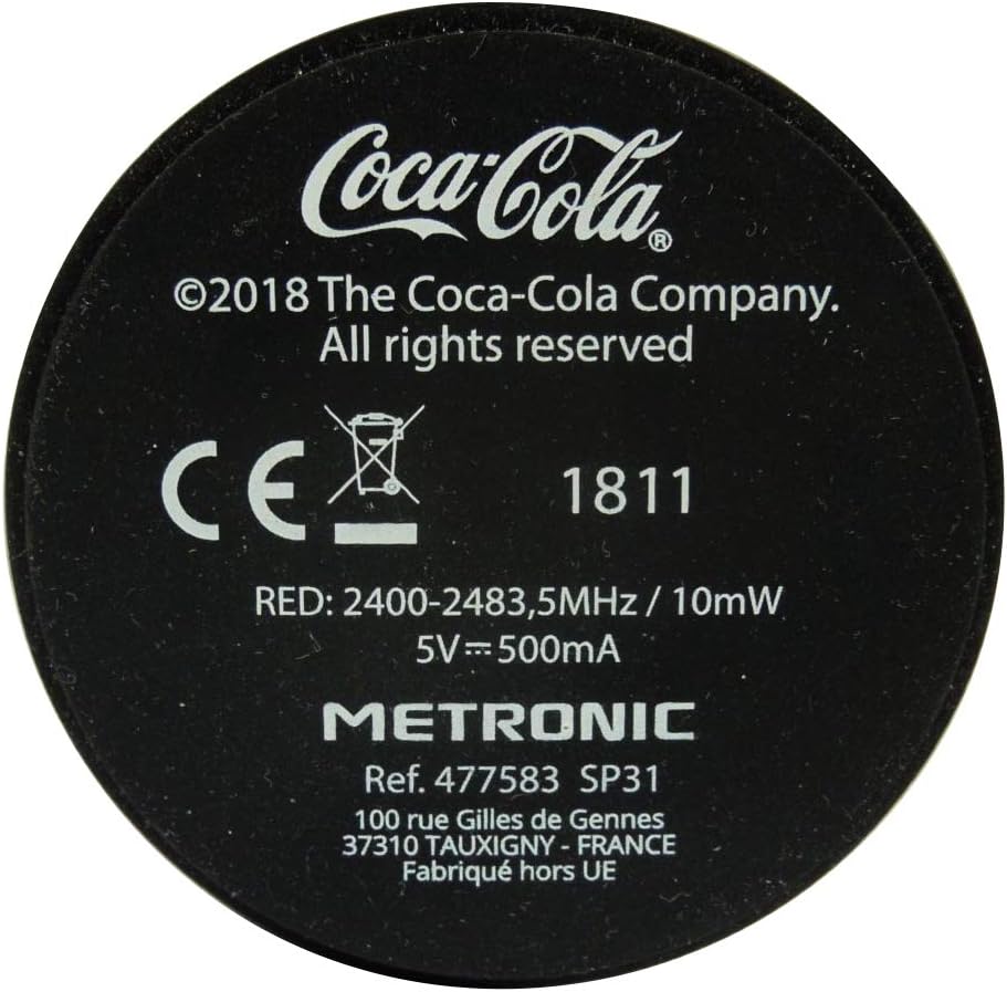 Metronic Coca Cola 477583 Lautsprecher mit Bluetooth-Flasche, 5 W 5 W - Coca-Cola, 5 W - Coca-Cola
