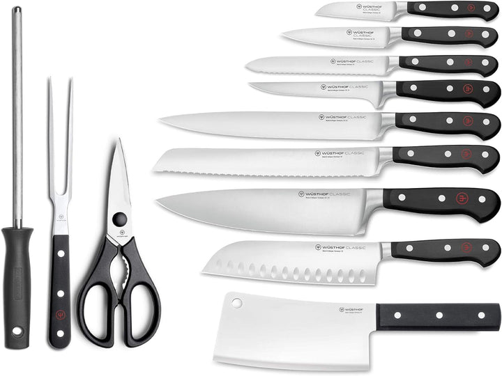 WÜSTHOF Classic Messerblock mit 12 Artikel 12-teilig Braune Esche, 12-teilig Braune Esche