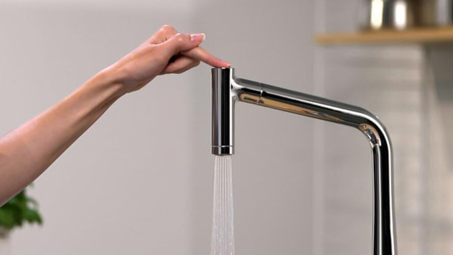hansgrohe Metris Einhebel-Küchenarmatur, Komfort-Höhe 320mm mit ausziehbarer Brause und Schwenkausla