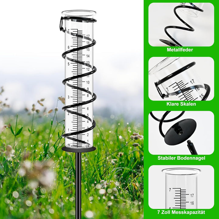 CHIVENIDO 17cm Regenmesser für Garten Frostsicher, Outdoor Regenmesser Glas Regenwassermesser Nieder