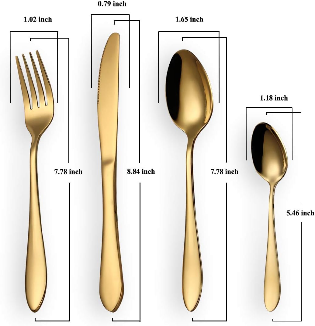 Besteck Set, Gold Besteck Set, Edelstahl Set Service für 6 Personen, 24 Stück Esszimmer Besteck, Gol