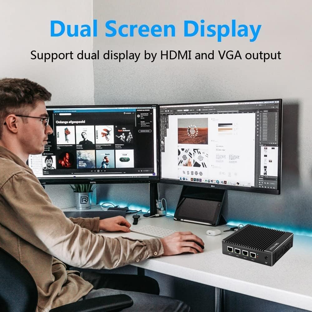 Sharevdi Firewall Micro Appliance, 4*In-tel i225 2.5Gbe NICs, In-tel Pentium N3700 4 Cores/4 Threads
